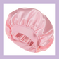 Kids party silky soft pink bonnet for smooth shiny hair.