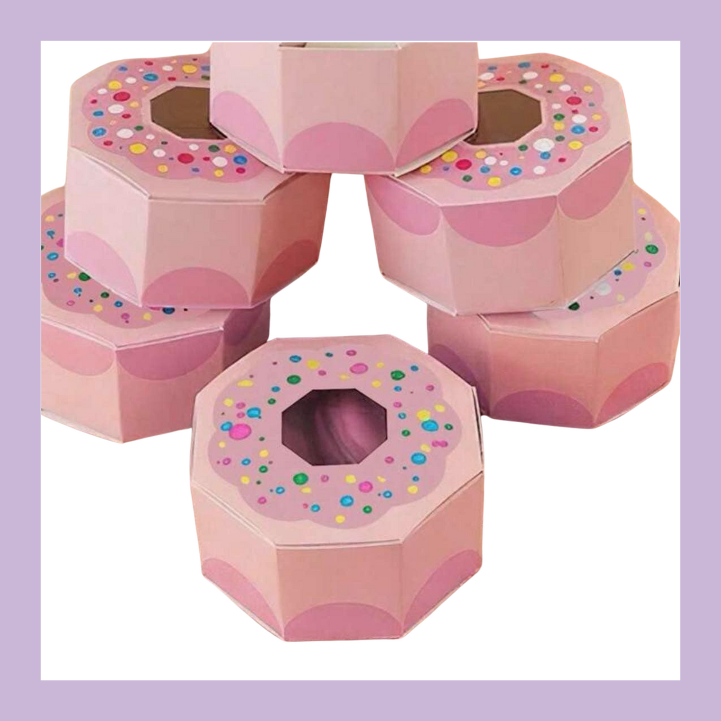 Multiple donut favour boxes for kids slumber parties or sleepovers. Melbourne Australia.