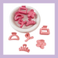 Kids assorted hair clips in colour light pink and hot pink. Designs include flower, claw clip, swirl pattern, etc.
