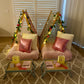 Flamingo-themed teepee setup with pink tents, pink bedding, and flamingo cushions for a cute ultimate girls’ sleepover